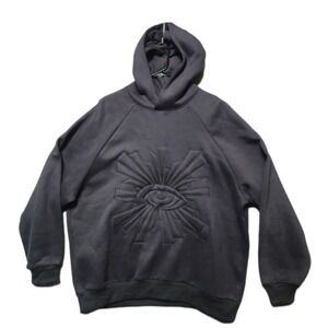 HOUSE OF ERRORS All Seeing Eye Hoodie Mens Medium Charcoal Gray Oversized Heavy